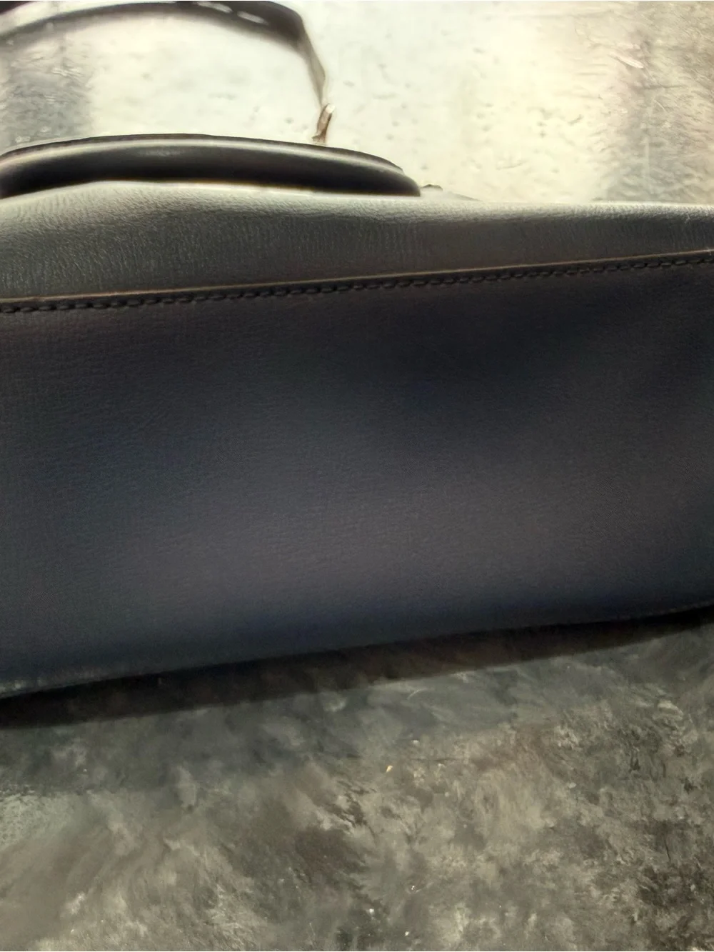 Michael Kors Navy Blue Leather Satchel with Chain Strap